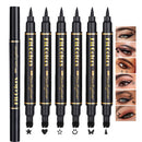 Sitovely Double-headed Liquid Eyeliner Stamp Pencil Set, 6PCS Winged Black Eyeliner Pen for Women, Eyeliner Stencils Long-Lasting Tattoo Makeup-Triangle,Star,Heart,Smiley,Butterfly (B, M)