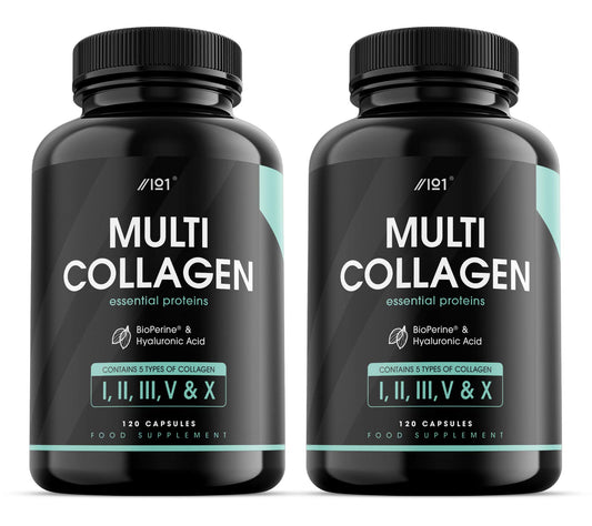 Multi Collagen Capsules - 240 Capsules - Types I, II, III, V & X - Wild Caught Fish, Grass Fed Bovine, Eggshell & Free-Range Chicken, Hyaluronic Acid & Vitamin C (4 Months Supply) by Alpha01