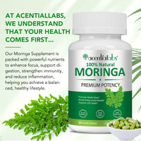 zoxpm Moringa Leaf Capsules 800mg, Moringa Powder Capsules Supplement Supports Energy, Joint & Immunity & Gut Health, Overall Vitality, Pure Vegan Extract Non-GMO (60pcs)