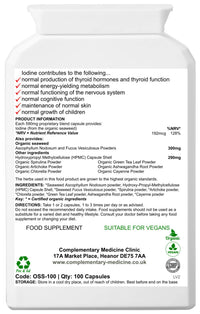 Complementary Supplements - Organic Seaweed Complex - Herbal Thyroid Health Support - Fucus Vesiculosus Bladderwrack, Kelp, Spirulina, Chlorella, Ashwagandha | 100 Capsules