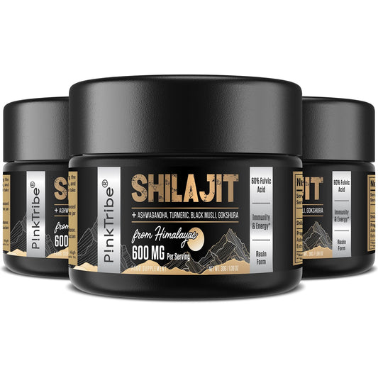 Shilajit Resin Gold Standard Shilajit - 600mg Himalayan Shilajit Blend with Ayurvedic Herbal Extracts, High Levels of Fulvic Acid, Supports Energy and Performance, 30 g (Pack of 3)