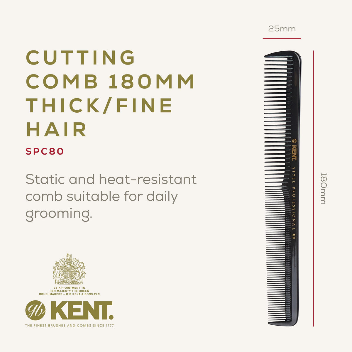 KENT Kent Coarse/Fine Deep Toothed Cutting Comb