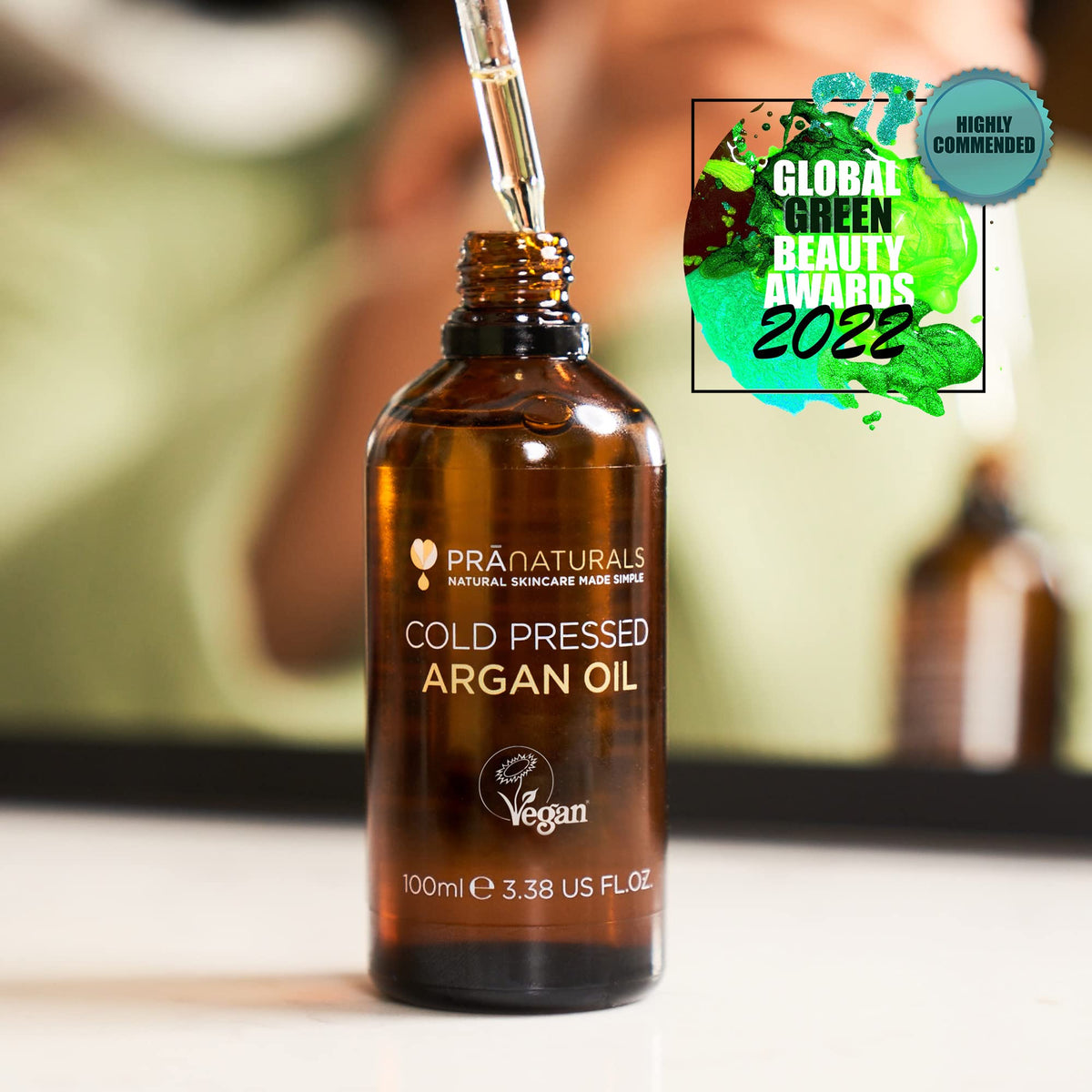PraNaturals 100% Moroccan Pure Natural Argan Oil for Face & Body 100ml – Rich in Vitamin E for Healthy Skin, Hair & Nails – Food Grade, No Parabens or SLS – Vegan & Cruelty-Free