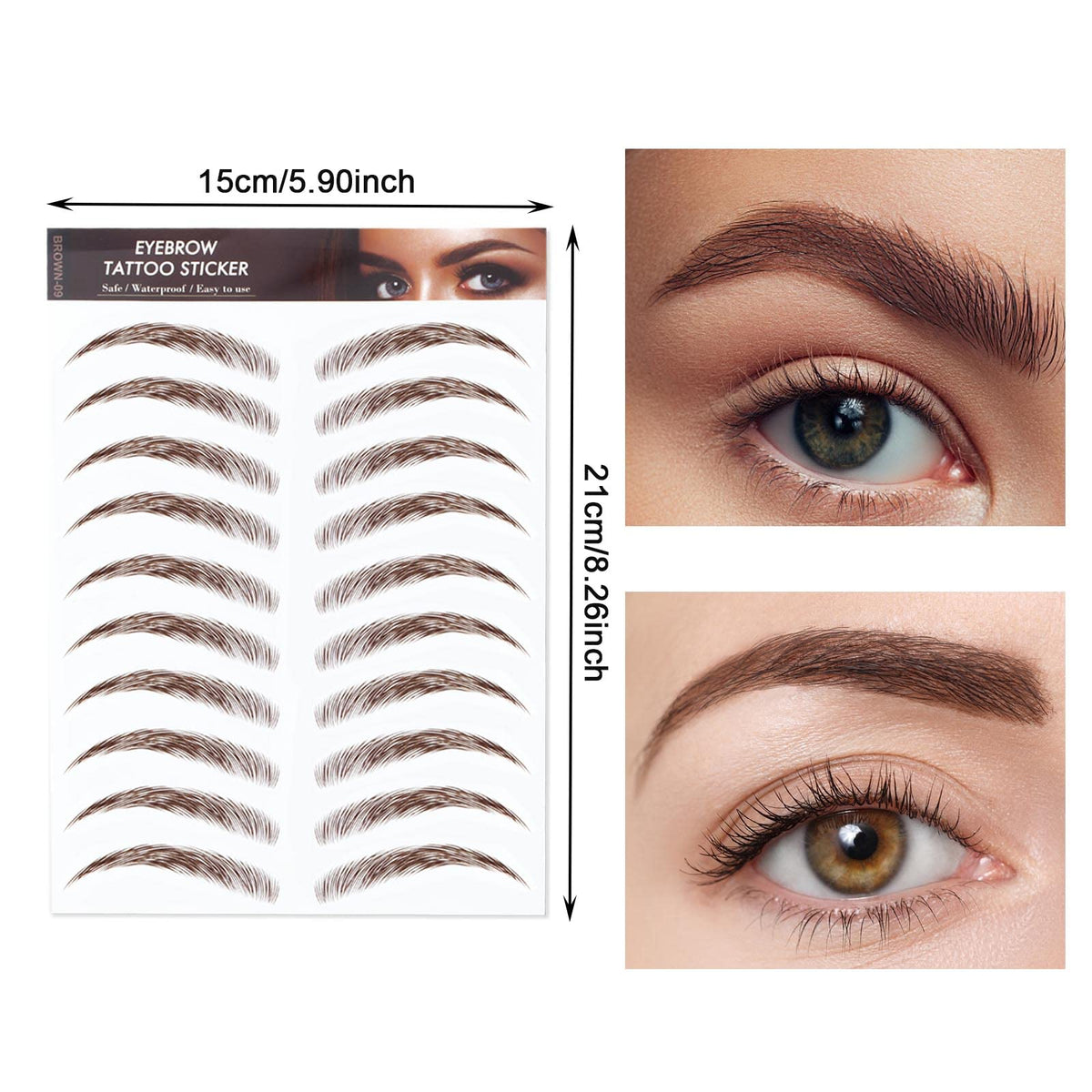 AWAVM 7Sheets/77Pairs 4D Hair-Like Tattoo Stickers Waterproof Natural Fake Eyebrow Stickers,Long Lasting Eyebrow Grooming Shaping Perfect for Women and Girls (Brown-09)