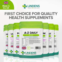 Lindens Multivitamin A-Z Daily Tablets - 90 Pack, UK Made, Perfect Vitamin & Mineral Balance of Vitamin A, C, D, E, B1, B2, B3, B6, B12, Folic Acid, Magnesium, Iron, Zinc & Iodine - Letterbox Friendly