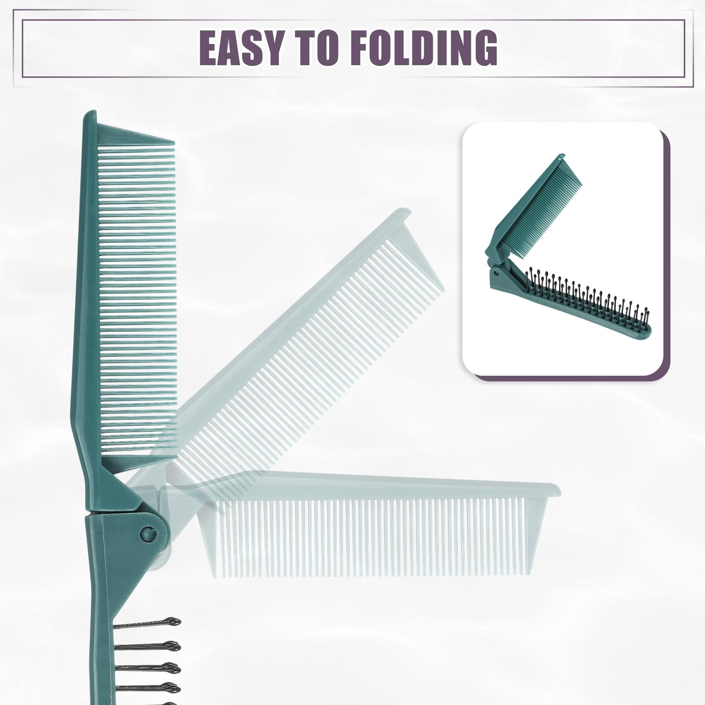 VOCOSTE Folding Hair Comb, Travel Portable Folding Mini Hair Comb, Green