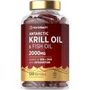 Horbäach Antarctic Krill Oil Capsules 2000mg | 120 Softgels | High Strength Blend with Fish Oil, Astaxanthin, Phospholipids, EPA and DHA | By Horbaach