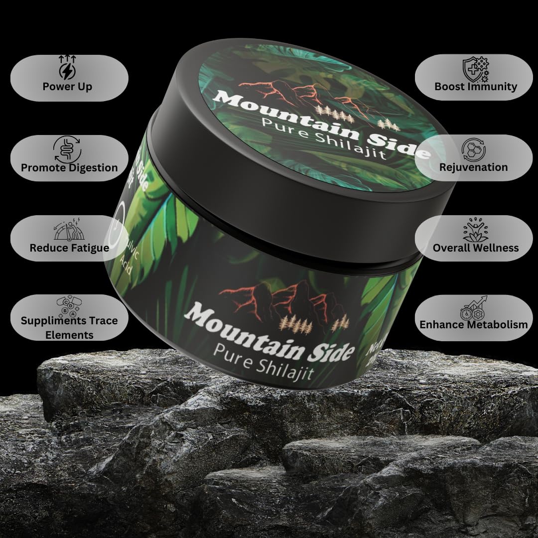 MOUNTAIN SIDE SHILAJIT Mountain Side Pure Shilajit Resin – Authentic Himalayan Mineral Supplement – 100% Natural, Lab-Tested, High Potency – Energy, Stamina & Detox Support (20)