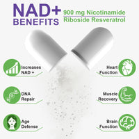 HEXIN Liposomal NAD Supplement with Trans Resveratrol,80 Capsules + 900mg,NAD Resveratrol Supplement for Support Cellular Energy & Healthy Aging