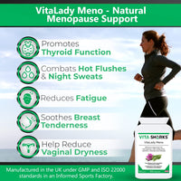 Vita Sharks VitaLady Meno for Natural Relief & Support of Menopause Symptoms & Hot Flashes, with 13 Potent Kosher Vegan Herbal Ingredients Including B6, Zinc & Isoflavones