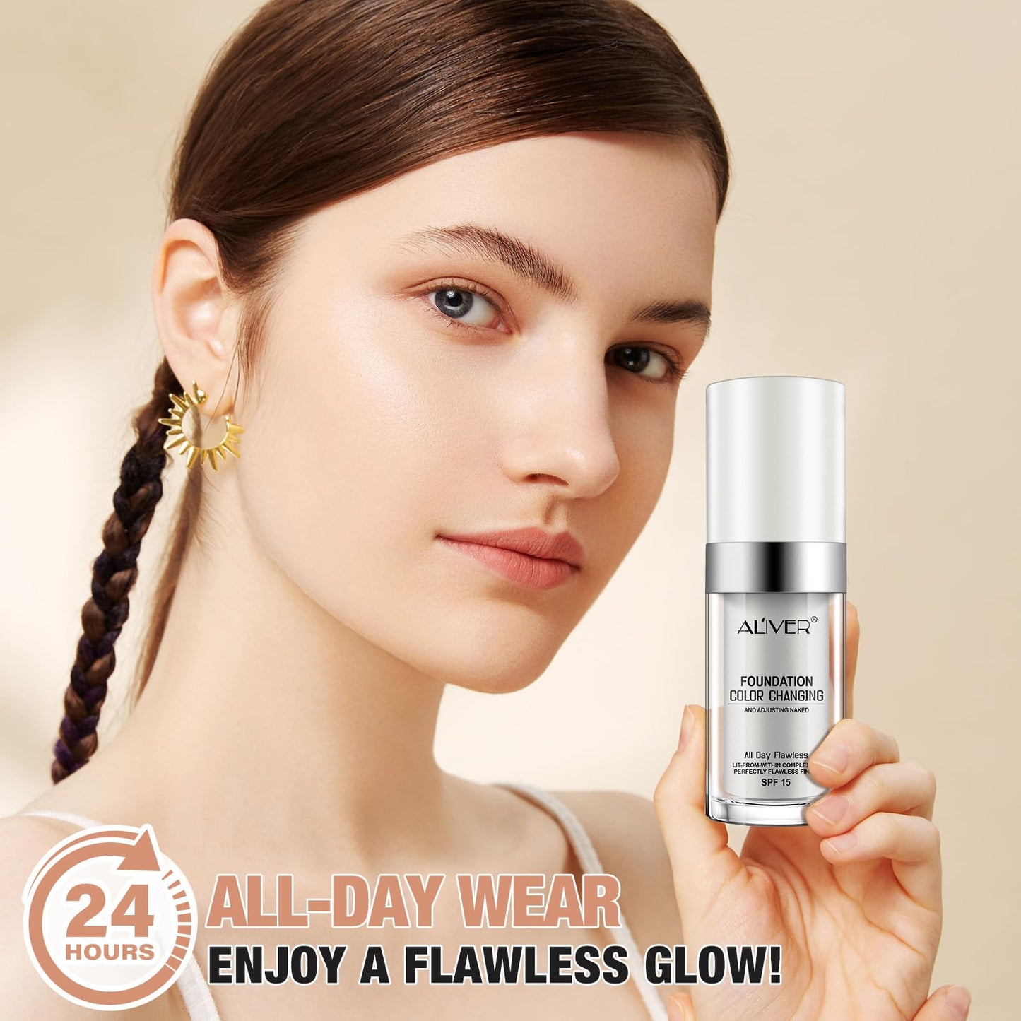 WANFAER 2PC Colour Changing and Moisturizing Foundation, Flawless Colour Changing Warm Skin Tone Foundation, Waterproof Liquid Foundation,Naturally, Long Lasting for Face Makeup