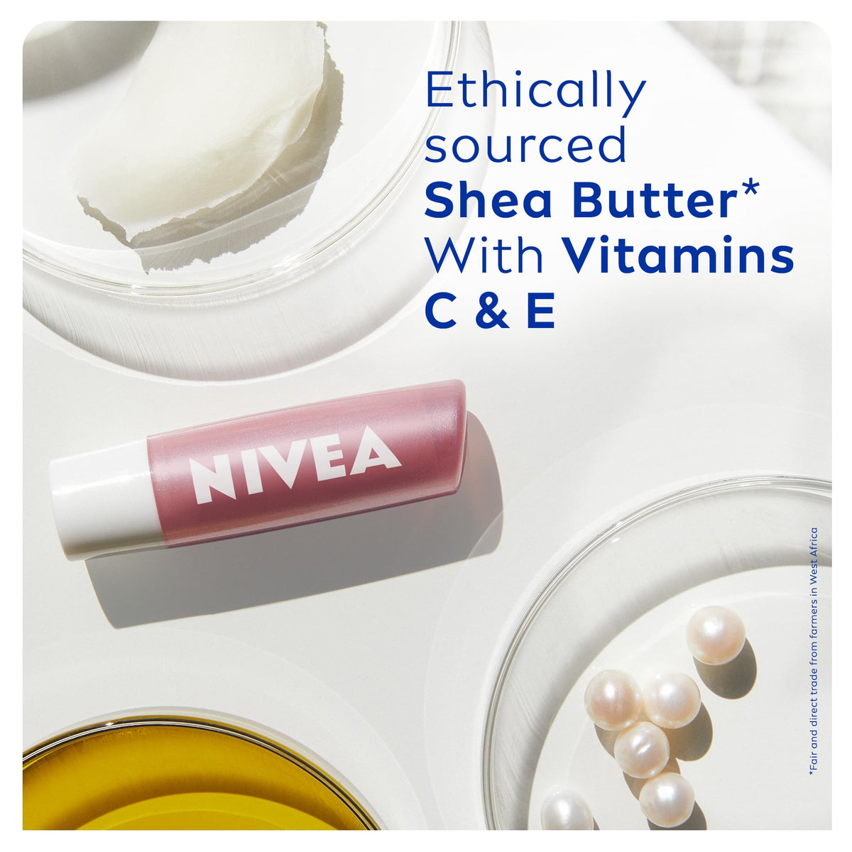 NIVEA Pearly Shine Lip Balm (4.8g), Lip Balm with Shea Butter, Natural Oils and Vitamins, Provides 24h Moisture and a Glamorous Shiny Touch, Nourishing Lip Care
