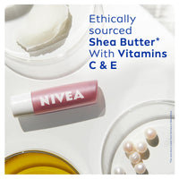 NIVEA Pearly Shine Lip Balm (4.8g), Lip Balm with Shea Butter, Natural Oils and Vitamins, Provides 24h Moisture and a Glamorous Shiny Touch, Nourishing Lip Care