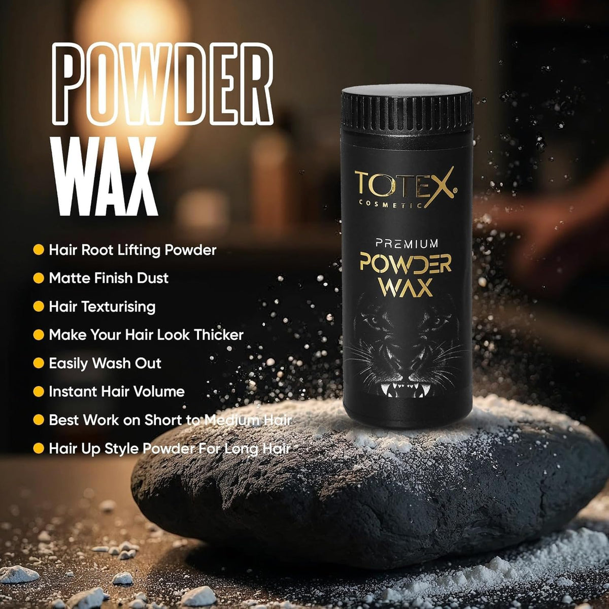 Totex Premium Hair Styling Powder Wax 20gr | Volumising Thickening Magic Dust | Ultra Strong Matte Look & Styling Wide Tooth Shark Comb Anti-Static Handle Curly Hair Comb, Afro Hair Comb