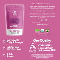Hybrid Herbs HYBRID HERBS – Organic Tremella Mushroom | 10:1 Extract Powder 113g | Anti Aging Supplement for Beauty & Skin | Rich in Antioxidants, Beta Glucans, Vitamin D & Prebiotic Fibre