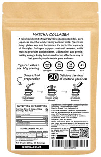 OZUNA NUTRITION Matcha Collagen Peptides Powder with L-Theanine & Natural Caffeine | Dairy-Free Matcha Latte | Matcha with Collagen for Skin, Hair & Nails | Keto & Paleo Friendly