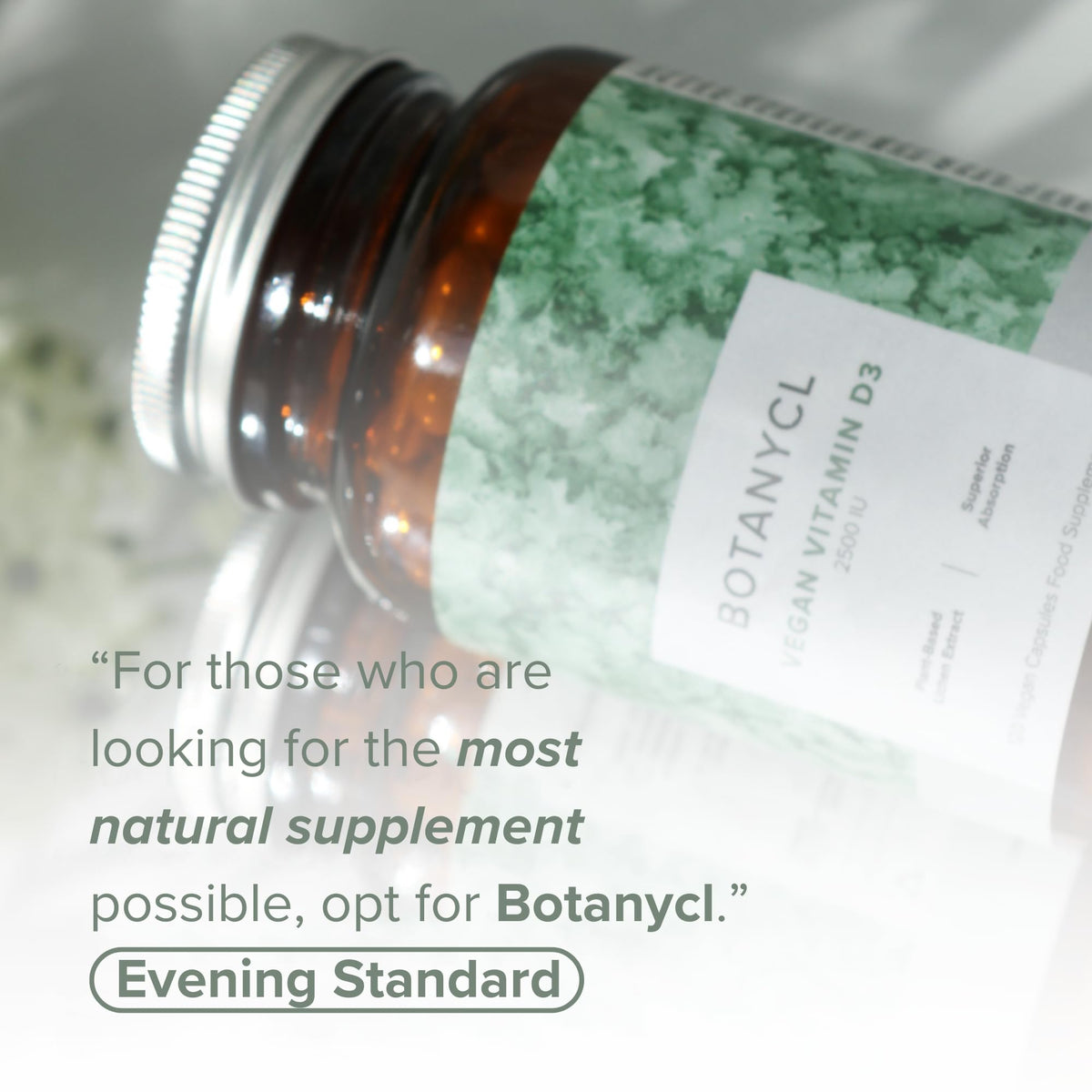 BOTANYCL Botanycl Vegan Vitamin D3 - As Seen on Dragons’ Den - 2500 IU - 120 Capsules - 4 Month Supply - 100% Plant-Based from Lichen - Supports Hair, Mood, Immune Health & Bone Strength