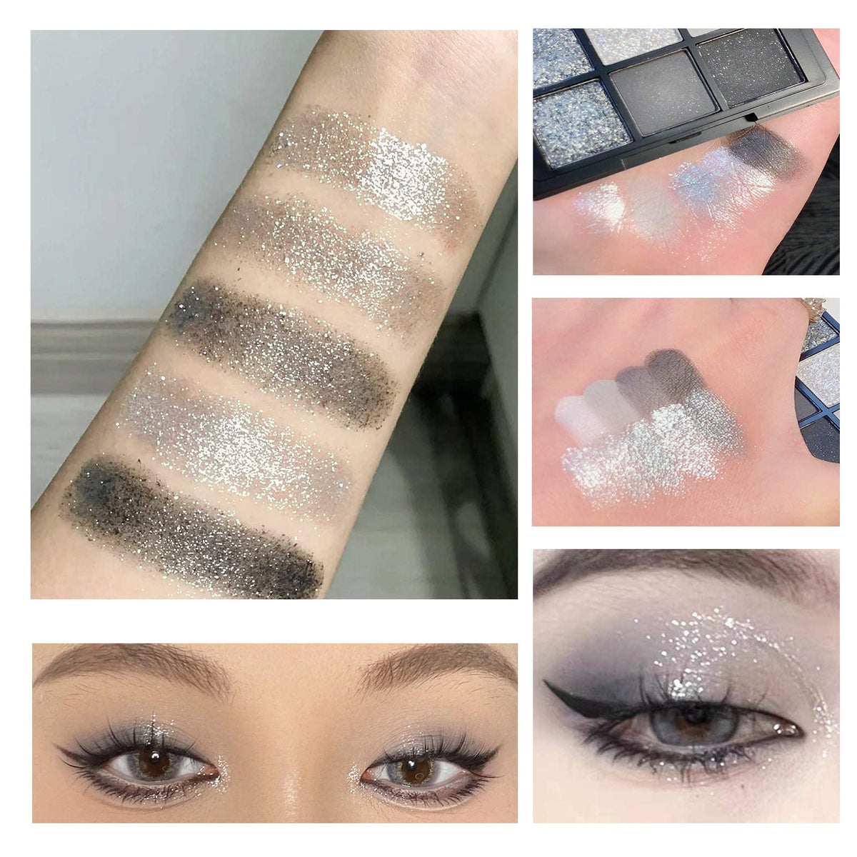 Ezyuanchly Smokey Eyeshadow Palette,9-Color Halloween Black Smokey Eyeshadow Palette,Matte Shimmer Black Dark Gray Smokey Eyeshadow Palette Gothic Palette Waterproo,Good for Halloween