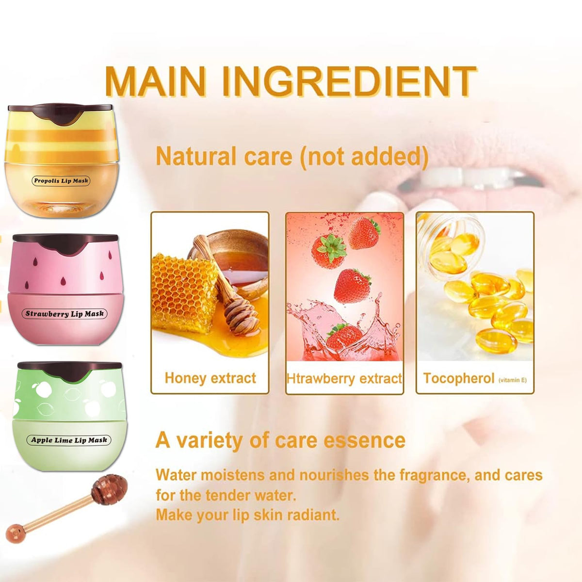 TITIMORE Bee Balm Lip Balm Honey Pot Lip Mask Apple Lip Sleeping Mask Propolis Moisturizing Lip Mask Day and Night Repair Long Lasting Hydrating Lip Cream For Dry Chapped Peeling Cracked Lips(Apple Lemon)