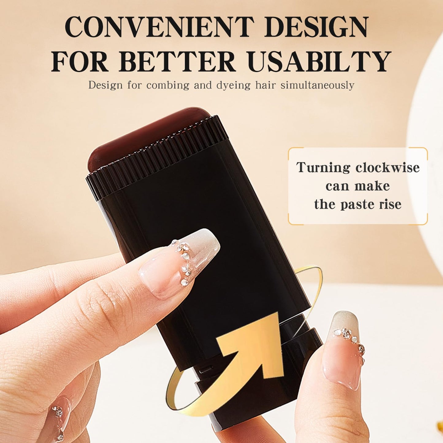 DMQ Temporary Hair Color Stick, 20G Light Brown Hair Dye Comb,Instant Coverage, Quick Styling & Concealing, Portable Dye Comb For Travel Business Trips (Light Brown)