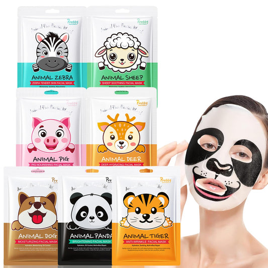 KAYZON Sheet Masks, Face Masks Set Skincare, Beauty Facial Mask Face Masks Birthday Party Gifts for Women, Kids Girls Skincare - Hydrate, Brighten, Moisturize, Soothe for All Skin Types (Muticolored-7Pcs)
