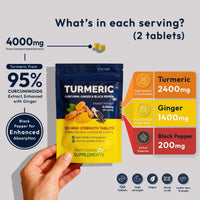 Right Choice Supplements Turmeric, Ginger & Black Pepper 4000 mg Tablets (per Serving), High Strength Curcumin Supplements, Vegan and Gluten Free, UK Made, 120 Count
