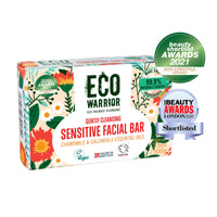Little Soap Company Eco Warrior Sensitive Facial Bar Soap | Vegan, Cruelty-Free, No SLS or Parabens, Eco Friendly - Gently Cleansing Natural Soap Bar Made with Castile Olive, Chamomile & Calendula Essential Oils, 100g