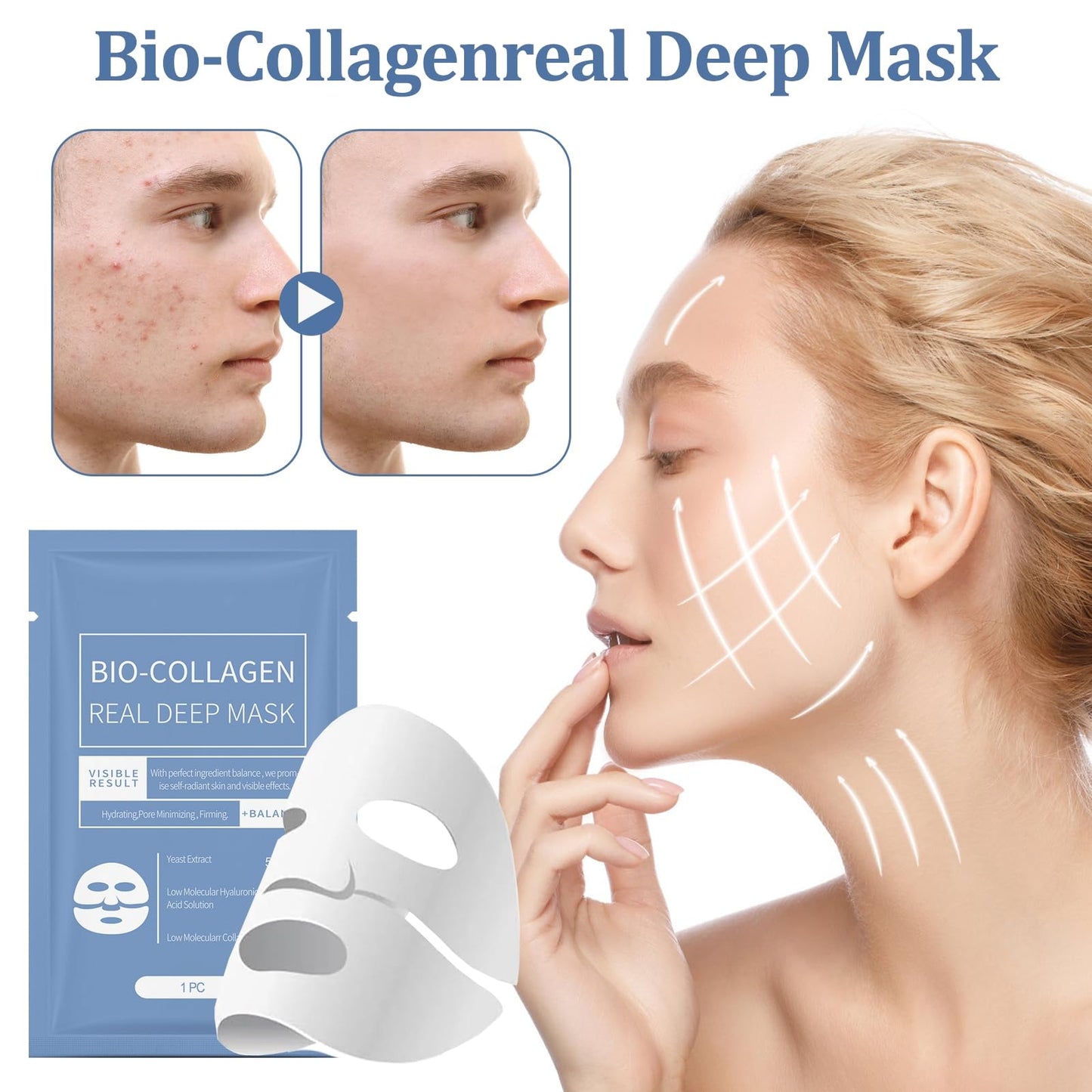 ExcellaElite Biodance Collagen Mask, Biodance Collagen Mask Overnight, Bio Collagen Face Mask, Biodance Bio-Collagen Real Deep Mask (5PCS)