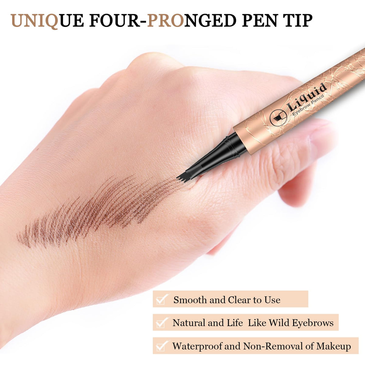 Ruicen Microblading Eyebrow Pen-2026 New Eyebrow Pencil with 4 Fork Tip for Natural-Looking Hair-Like Defined Brows, Long-Lasting for 24 HR Wear, Waterproof Eyebrow Pen Light Brown