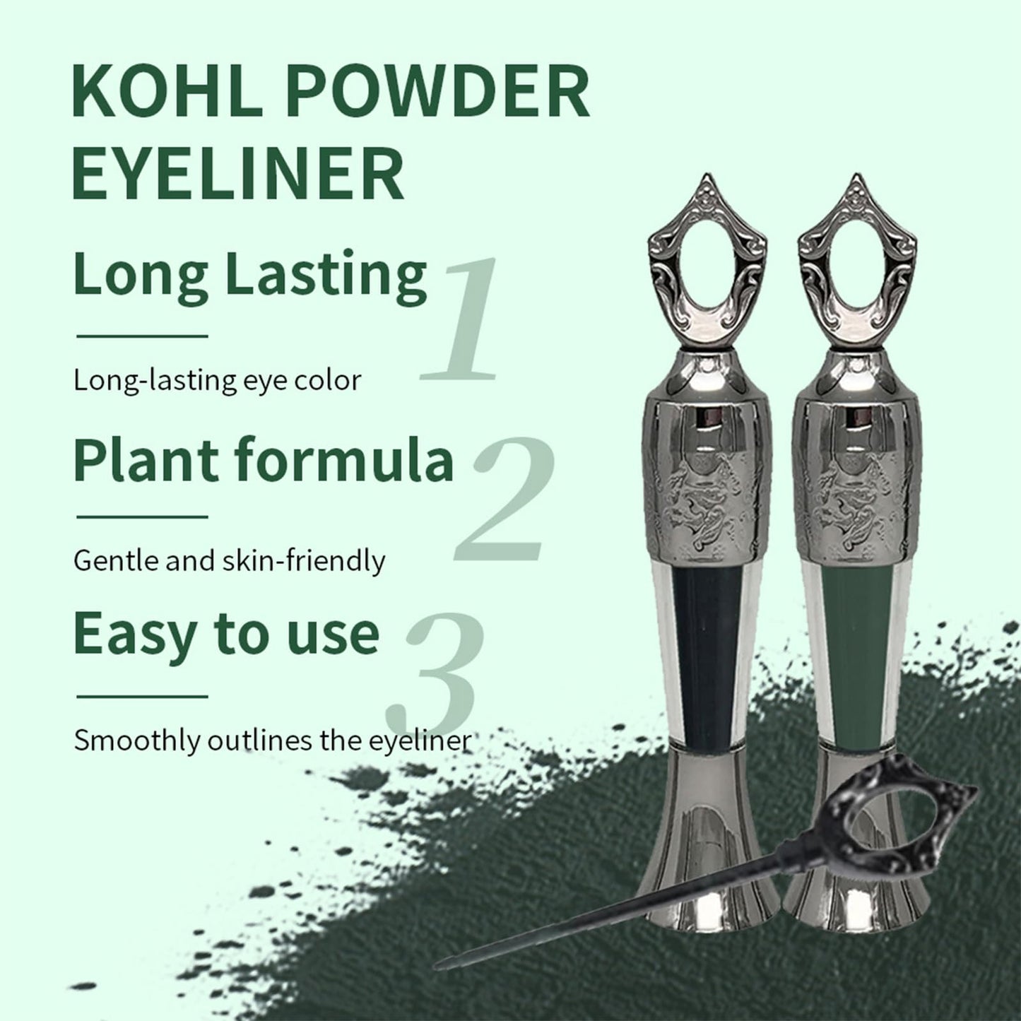 Shefave Kohl Powder Eyeliner, Kohl Eyeliner Black - Handmade Smudge Proof Eyeliner, Natural Black Eyeliner Cream Powder, Waterproof Eyeliner For Eye Make-Up - Intense Color & Definition, Long-Wearing