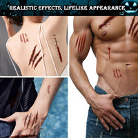 AUXHCYL Halloween Tattoos(9 Sheets),Scar Tattoos Stickers with Fake Scab Blood,Zombie Makeup Halloween Face Stickers,Temporary Tattoos For Men Women