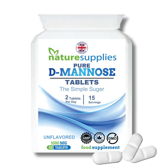 naturesupplies D Mannose Tablets 1000mg - 30 Pack Dmannose Tablets - (Not D Mannose Capsules or Powder) - Suitable for Vegetarians and Vegans - High Strength D-Mannose Supplement from Naturesupplies