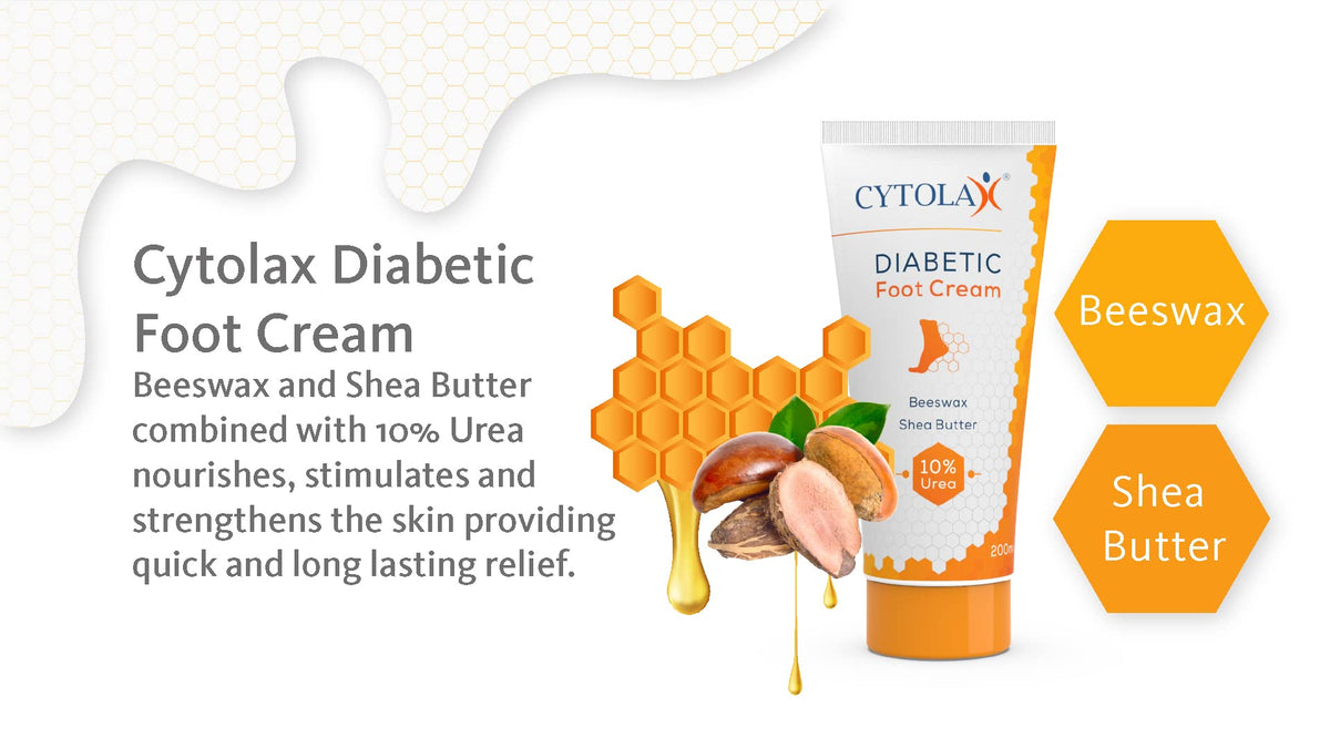 Cytolax Diabetic Foot Cream 200ml | with 10% Urea, Shea Butter, Beeswax | Softens & Moisturises Rough, Hard, Cracked, Callused Feet | Foot Care Cream to Improve Elasticity & Smoothen Skin