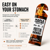 Maple Coffee 100% Natural Caffeine Energy Gels for Running, Cycling & Endurance - Easy to Digest Running Gels - 27g Carbs, 45mg Caffeine, Electrolytes (7 Sachets) by Protein Rebel