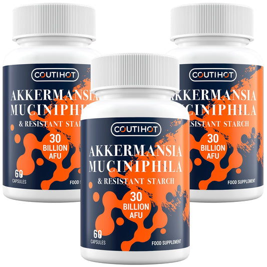 Coutihot Akkermansia Probiotic 30 Billion AFU, Probiotics for Gut Health, Akkermansia Muciniphila & Resistant Starch, Probiotic Supplement for Men & Women, Supports Digestive and Gut Lining, 180 Capsules