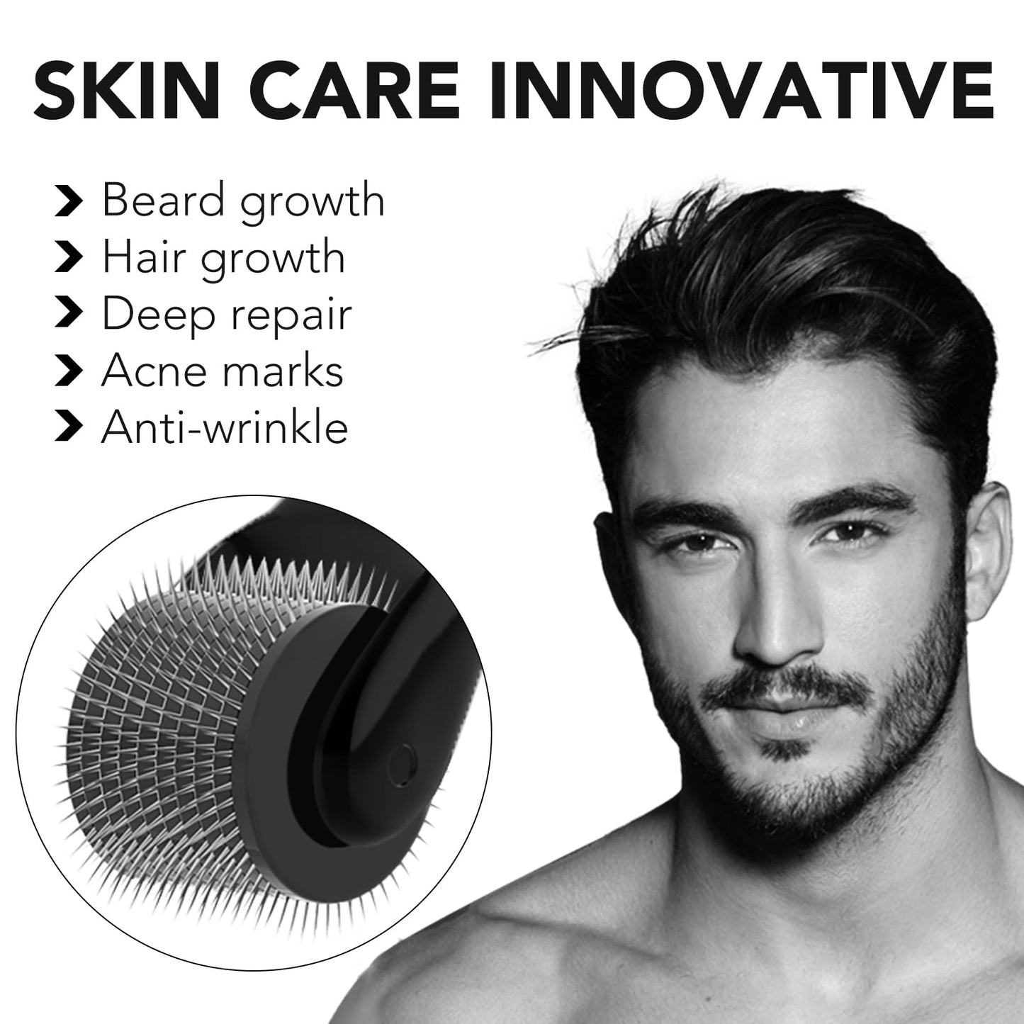 Dr.roller Microneedling Roller, Derma Roller Hair Growth Women, 540 1mm Titanium Beard Roller for Men, Beard Growth Roller, Dermaroller for Stimulate Beard and Hair Growth
