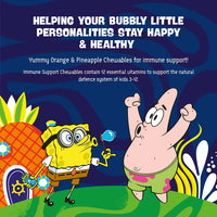 SpongeBob SquarePants Immune Support, 60 Orange & Pineapple Chewables with 12 Essential Vitamins, Vegan, No Added Sugar, for 3-12 Year Olds Duo Pack