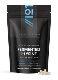 ALPHA01 Fermented L-Lysine 1500mg with BioPerine® - Made with Vitamin C - High Strength - 120 Vegan Capsules – Resealable and Recyclable Pouch – by Alpha01