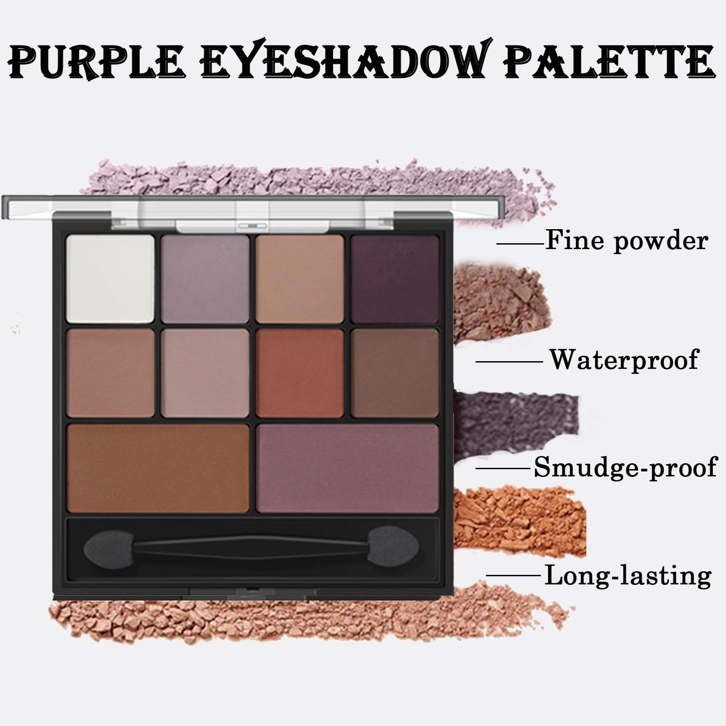 GEEWHILE Eyeshadow Palette Matte Eye Shadow Pallets Long Lasting 10 Eye Shadow Shades Smokey Makeup Highly Pigmented Purple Brown Eyeshadow Makeup Palette,Waterproof Eyeshadow With Dual-Ended Applicator Brush