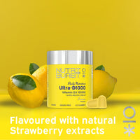 Nutriburst Ultra-D1000 Multipack - Vitamin D3 (1000IU) + Vitamin K2 (80µg) for Healthy Muscles & Bones - Lemon Flavour - 3 x 60 Gummies / 3 Month Supply - Suitable for Vegans