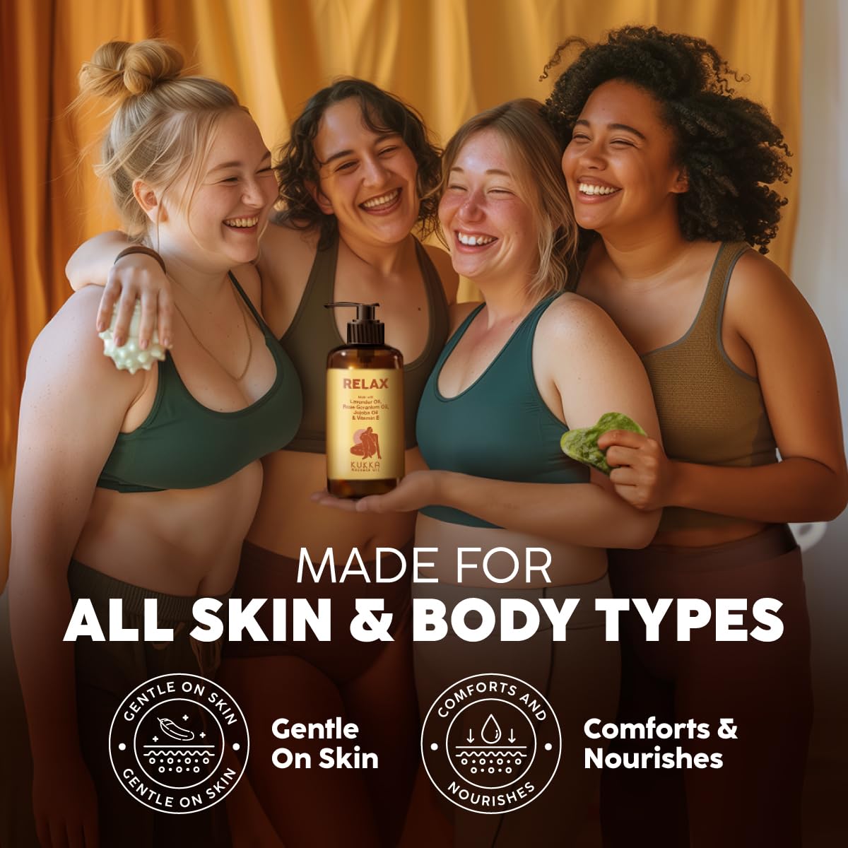 KUKKA essential oils Kukka Relax Massage Oil for Massage Therapy - Spa Quality Warming Massage Oil - Body Oils for Women & Men - Infused with Lavender Oil, Jojoba Oil, Rose Geranium Oil & Vitamin E Oil - (200ml)