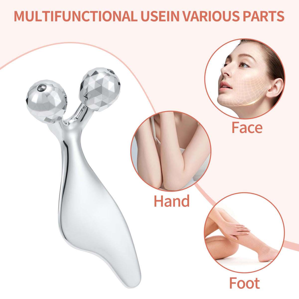 Running man Facial Roller Massager- Improves Complexion, Remove Eye Wrinkles, 3D Metal Face Massage Tool -Increase Firmness and Anti-Aging, Face Roller-Tightens & Tones Skin Appearance.