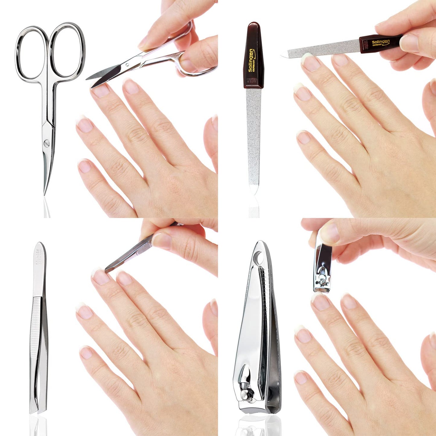 marQus Marqus Manicure Set for Women and Men - 5-Piece Grooming Kit with Nail Nippers and Clippers - Real Leather Case - Perfect for Travelling or as a Gift, Brown