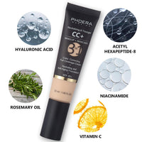 Hilareco PHOERA CC Cream Foundation With SPF,PHOERA Full Coverage Foundation Color Correcting Cream,Anti Aging Hydrating Serum & SPF 25+ Sunscreen Natural Finish1.08 floz (120+140/Nude+Buff Beige)