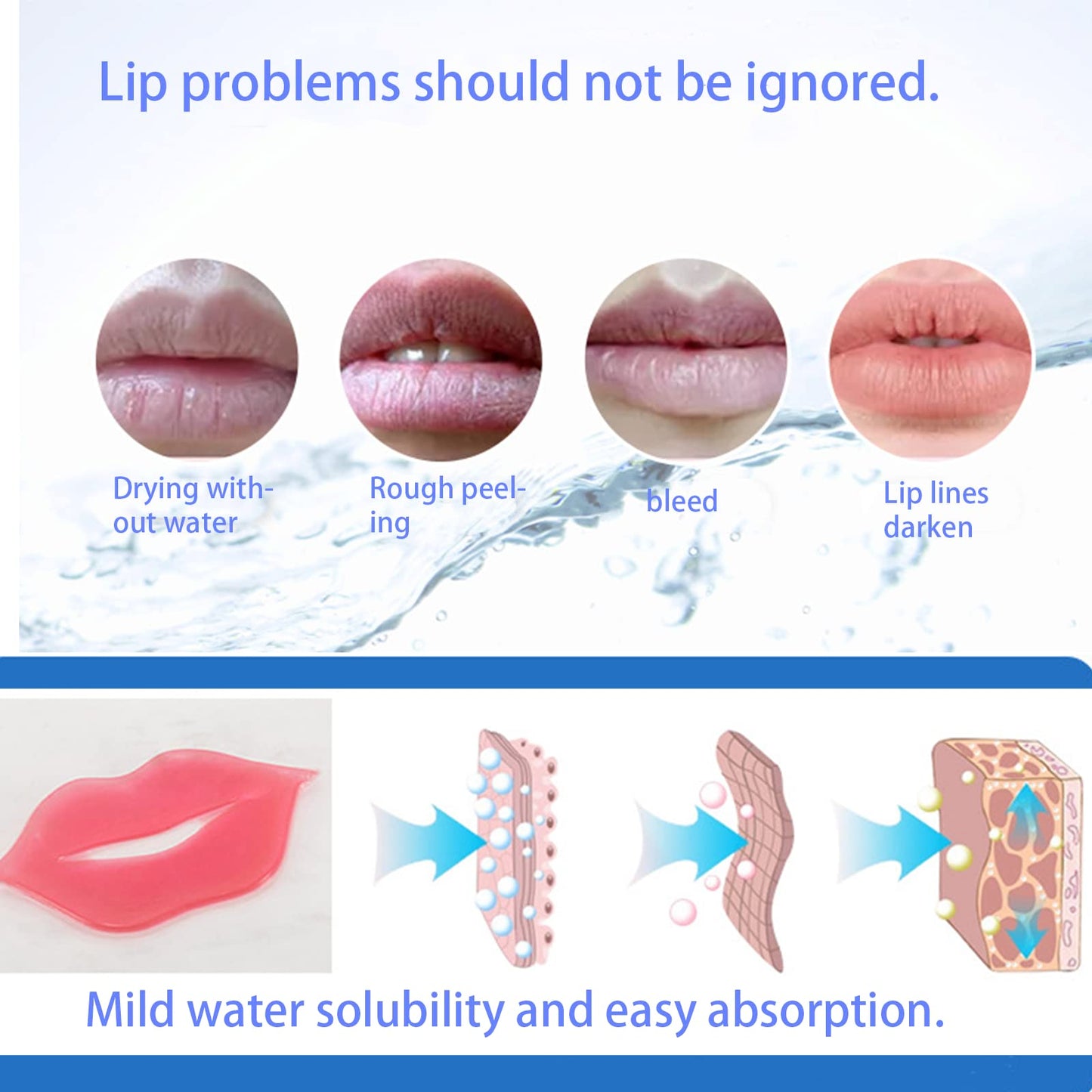 Mori Kamei 5pieces of collagen crystal lip mask nourish, moisturize, protect lips, resist aging, exfoliate skin, prevent chapped and dry skin and other problems (pink) (5pcs)