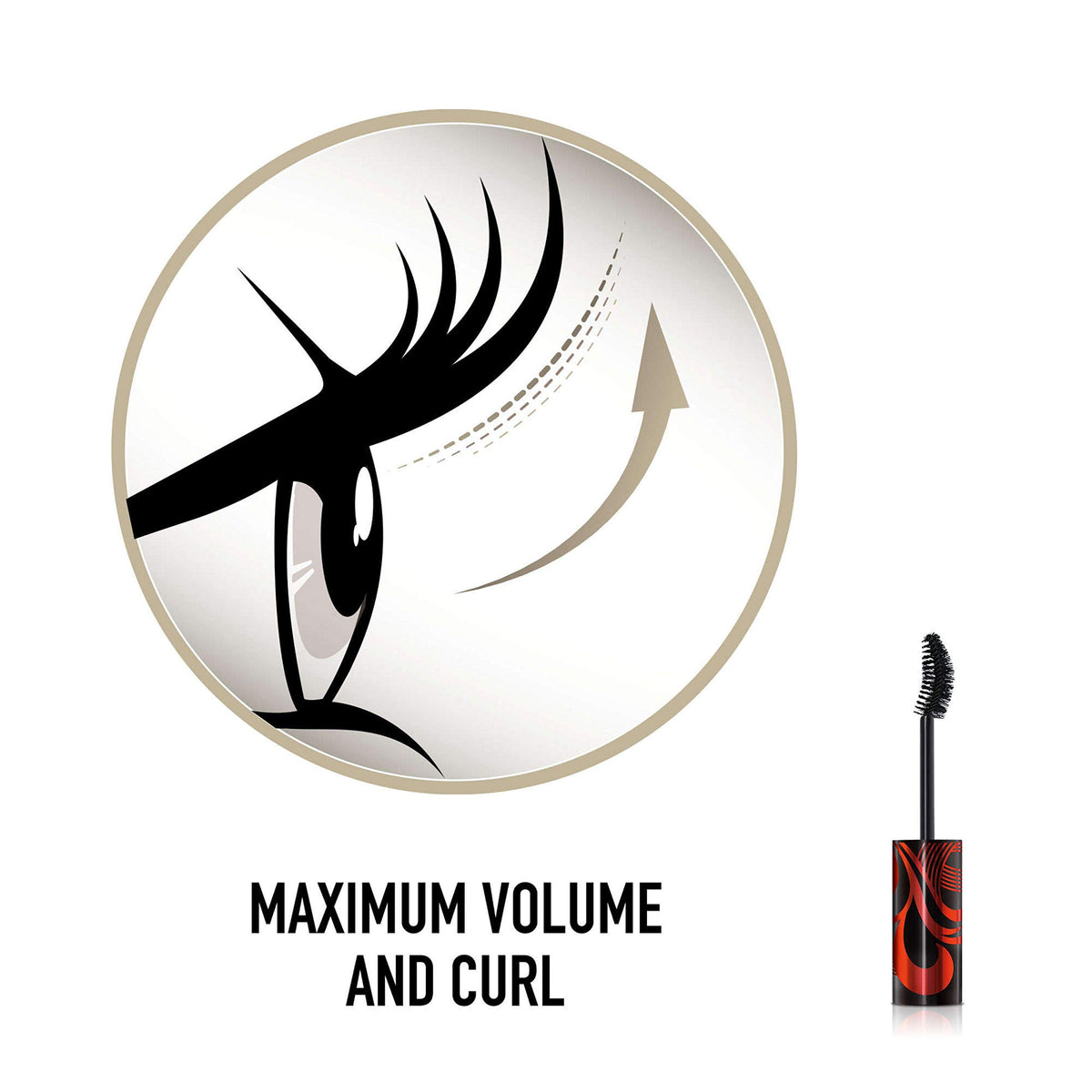 Max Factor 2 Calorie Curl Addict Mascara with Curved Brush, Volume and Curl In One, Black, 11 ml
