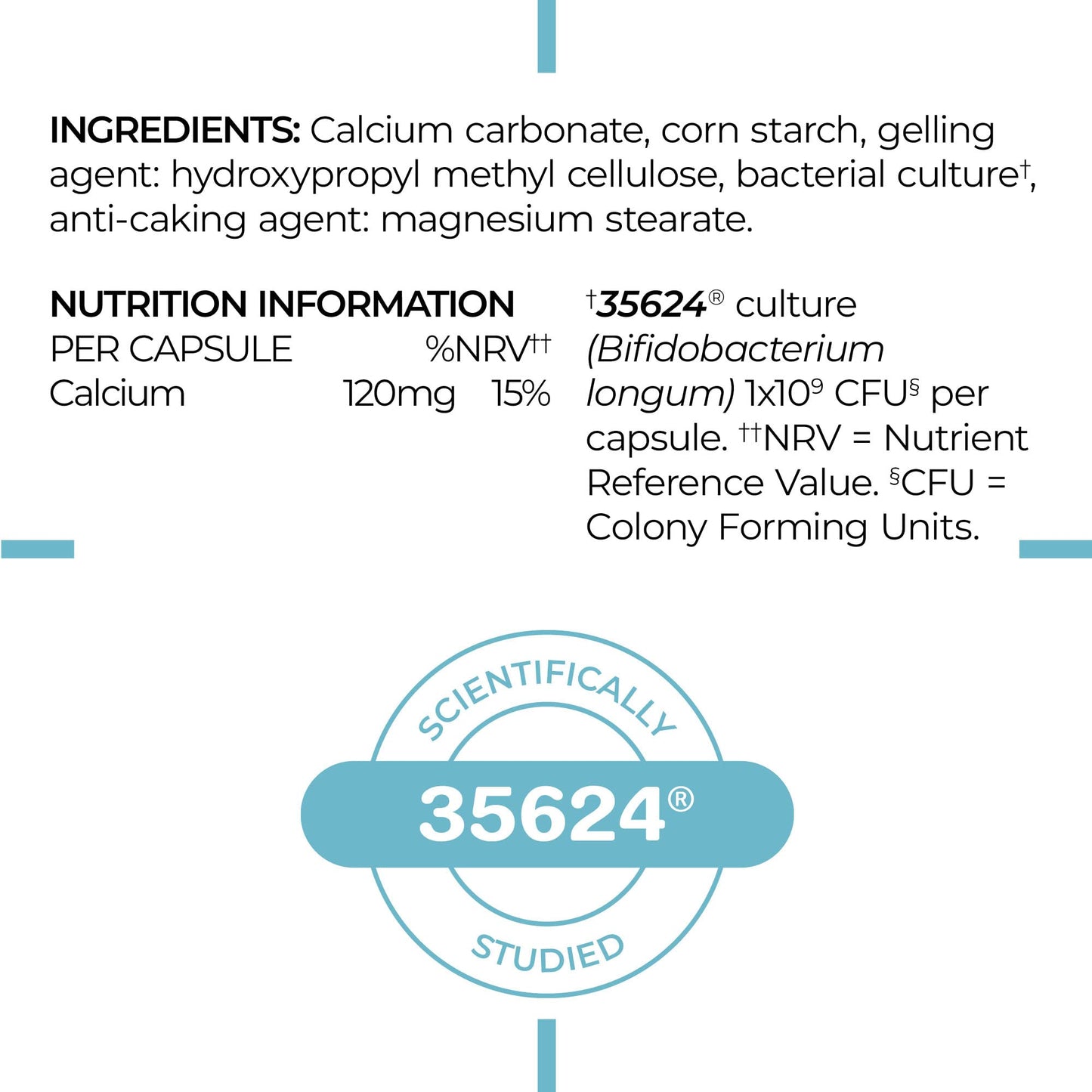 Alflorex Plus Calcium – Daily Gut Health Probiotics - Contains Calcium & Bifidobacterium Longum Bacterial Culture Strain 35624 – No Refrigeration Required - 30 Capsules