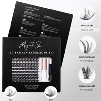 Magnetic SL Individual-Lashes 320PCS 60D+80D DIY Lash Extension Kit with Bond and Seal 10-16mm MIX Fluffy False Eyelashes with Glue and Eyelash Applicator, Look Like Eyelash Extension at Home(60D+80D-0.07D)