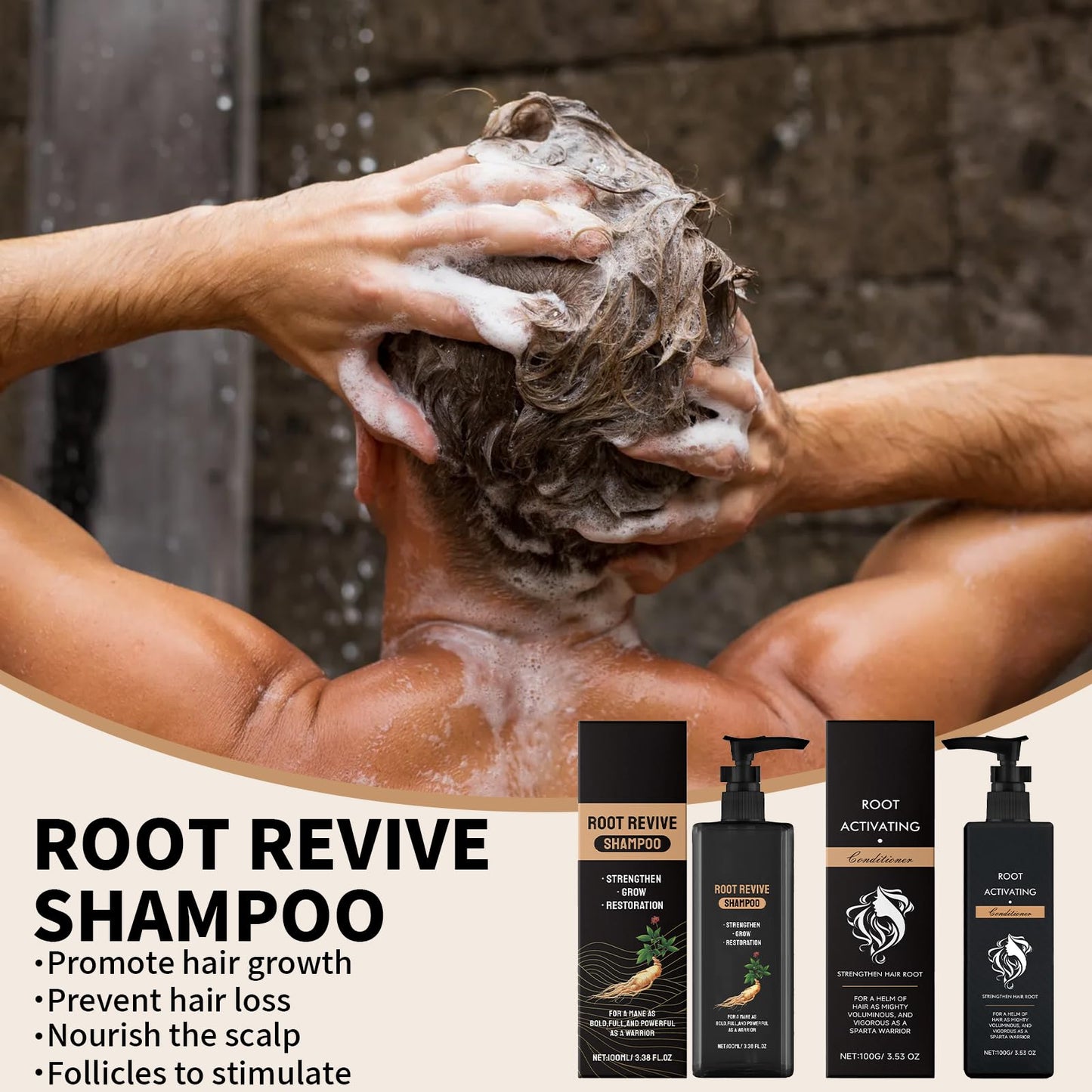 COWANIEE Spartan Root Activator Shampoo 100ml+ Conditioner for Men & Women 100g