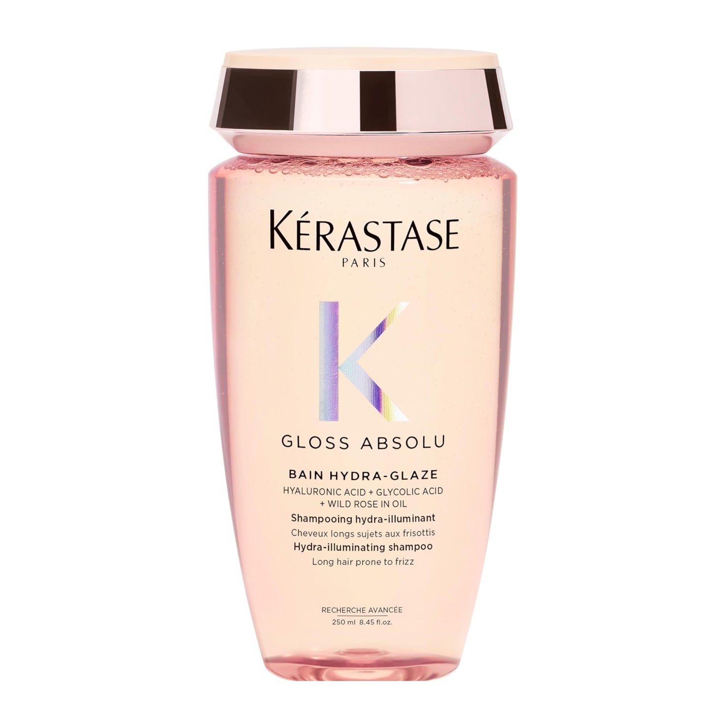 KÉRASTASE Kérastase Gloss Absolu Bain Hydra-Glaze Shampoo, Illuminating Anti-Frizz Cleanser With Glycolic & Hyaluronic Acids Plus Wild Rose 250ml, For Dull Hair
